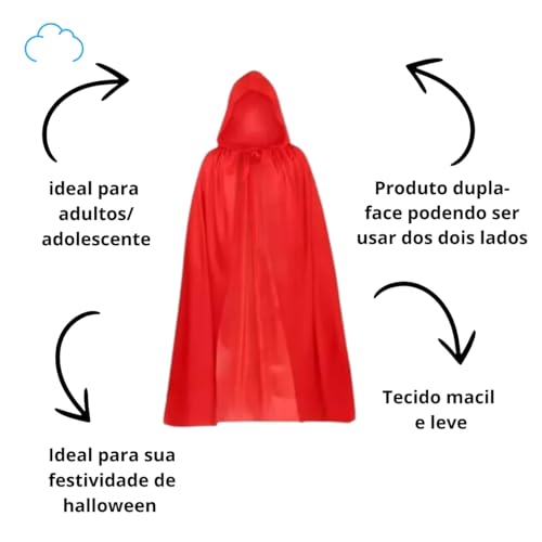 Capa De Tecido Para Fantasia Halloween Cosplay Dracula 140cm (Vermelho)