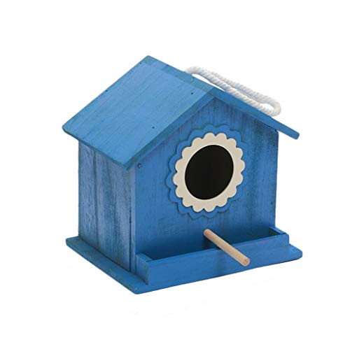 Nichoir oiseaux bois bleu suspendu pour protéger les petits oiseaux