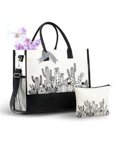 Bolsa Tote de Lona para Mujeres Amantes de Cactus miniatura 1