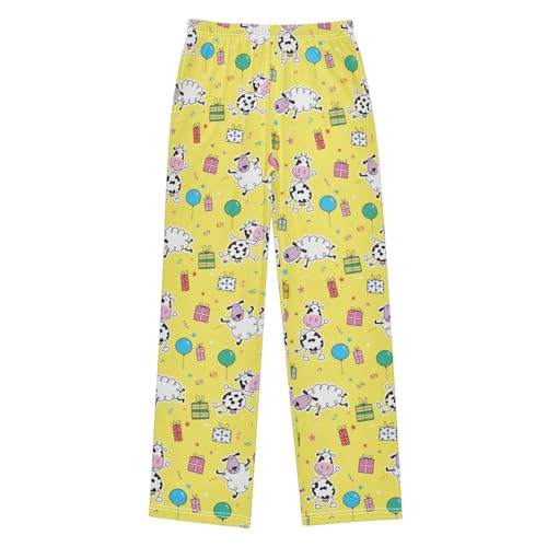ZZXXB Milk Cow Sheep Boys Long Pants Soft Trousers Elastic Waist Kids Lounge Bottoms with Pockets S-XL