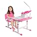 Produktbild Kindersitzgruppe Höhenverstellbar Schülerschreibtisch Jugendschreibtisch für Kinder Schreibtisch für Kinder 3-12 Jahre Girls Boys mit Stuhl LED Lampe Leseständer (Rosa)