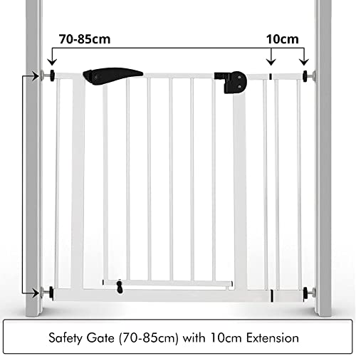 Image of Safe-O-Kid- Pure Metal Baby Safety Gate (75-95 cm), Adjustable, 2 Way Auto Close, Barrier for Stairs, Door and Hallways, Dog /Pet Barrier Fence-Black