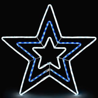 CHRISTOW Star Christmas Light Decoration, Energy Efficient LED Rope Light, Flashing Wall Window Silhouette, Mains Operated, 80cm (Blue & White)