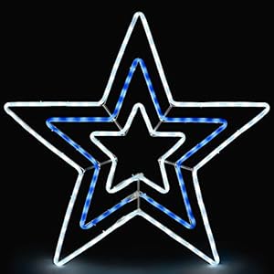 CHRISTOW Star Christmas Light Decoration, Energy Efficient LED Rope Light, Flashing Wall Window Silhouette, Mains…