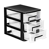 VOSAREA 3 Drawer Desktop Storage Organizer,Plastic Containers Storage Organizer Dresser Organizer...