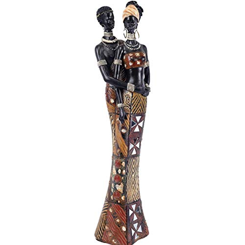 Grande Statue Africaine Design Originale Moderne en Résine Couple Massai Décoration d'un Homme Et Une Femme Africain Amoureux, Statuette pour Décorer Votre Maison...
