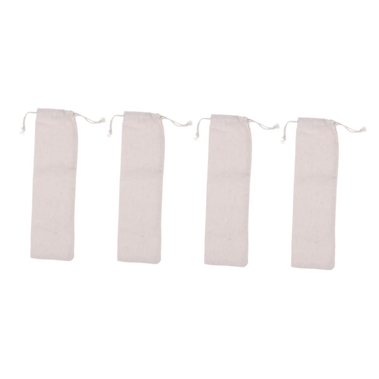 COLLBATH Travel Straw Storage Case 4pc Collapsible Stainless Steel Straws Cotton Rope Bag Compact Easy to Carry