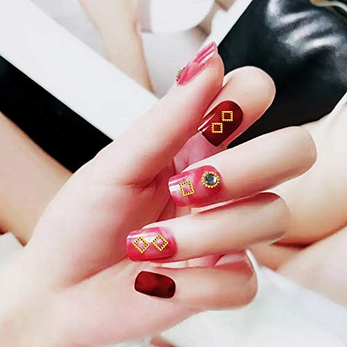 Gukasxi 3D Nail Art Charms Nail Jewels Supplies 1000 Pcs Gold Metal Punk Square Rivet Gems Nail Art Jewels Decal 2 Sizes… – Bild 5