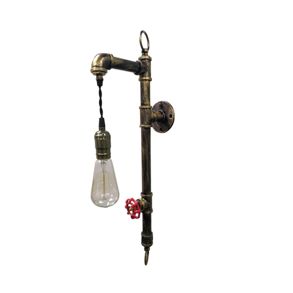 OLSKFUH Wall Lamp, Industrial V-Intage Wall Sconce Lighting Kitchen Open Bulb Sconce Light Single Light Metal Antique Hanging Wall Lamp Water Pipe Wall Light Fixture In Black,I,
