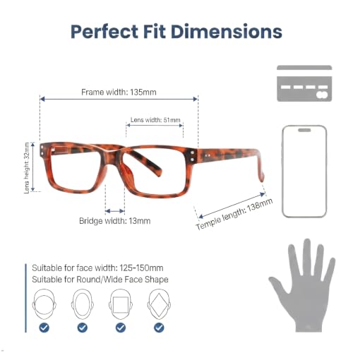 Image of Eyekepper Blue Light Reading Glasses Men Women 2.25, Tortoise 2 Pack