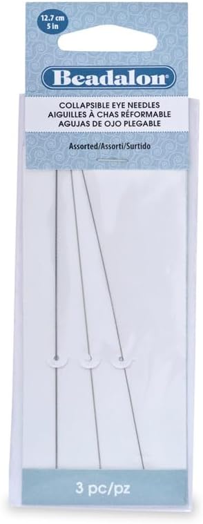 Collapsible Eye 5" Long Beading Needles Variety Pack Assortment (Fine, Medium, Heavy) (Package of 3)