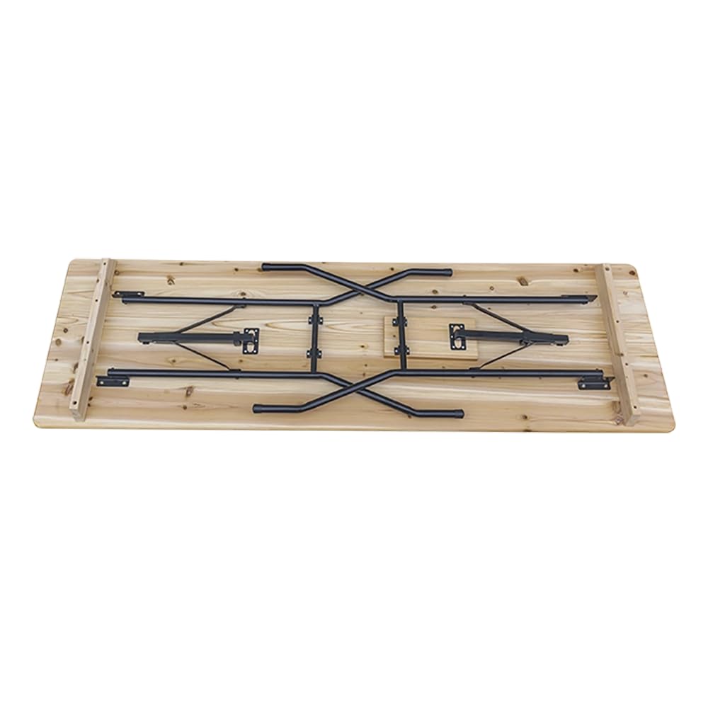 EME Mesa Plegable de cervecería de 200cm x 60cm x 113cm Tablero de Madera Pino de 24 mm de Grosor y Estructura de Acero - Mesa cervecera fácil Plegado y Transporte