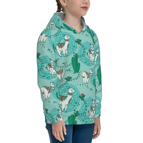 Alapaca in Boho Kids Pullover Hoodies Boys Sweatshirts Girls Athletic Clothes with Pocket3