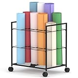 Metal Blueprint Storage Rack, Blueprint Holder with Silent Wheels, 12 Slots Map and Poster Storage Organizer for Home, Office, Used for Storing Map, Poster, Blue Print, Drawing, 2 Brakes, Black