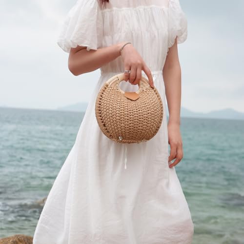 Bolso de Rattan Tejido para Playa con Asa Redonda miniatura 2
