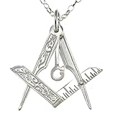 Halskette mit faltbarem Freimaurer-Anhänger, Sterling-Silber, 45,7 cm Kettenlänge