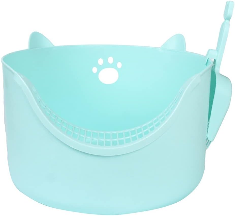 Semi Closed Cats Toilet Durable High Fence Splash Proof Kitten Toilet Training Cats Litter Box Pet Products (Color : B) (C)