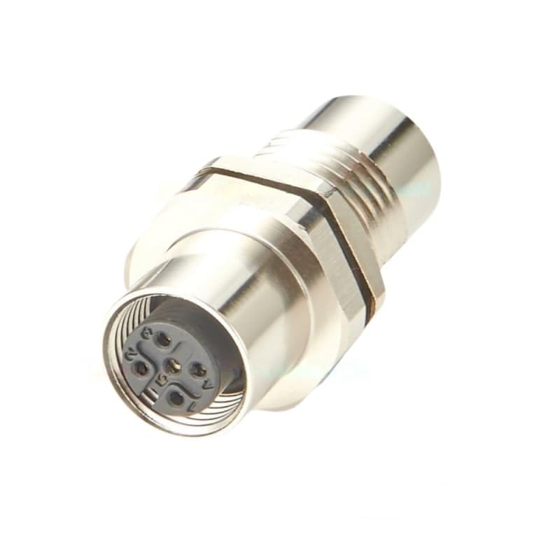 2PCS FT-A5-FF M12 Type A 5-pin Female-to-Female Coupling Converter, Panel Mount, IP67 Shielded, Through-Hole Type Industrial Circular Connector