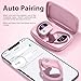 bmanl Wireless Earbuds Bluetooth Headphones 48hrs Play Back Sport Earphones with LED Display Over-Ear Buds with Earhooks Built-in Mic Headset for Workout Pink