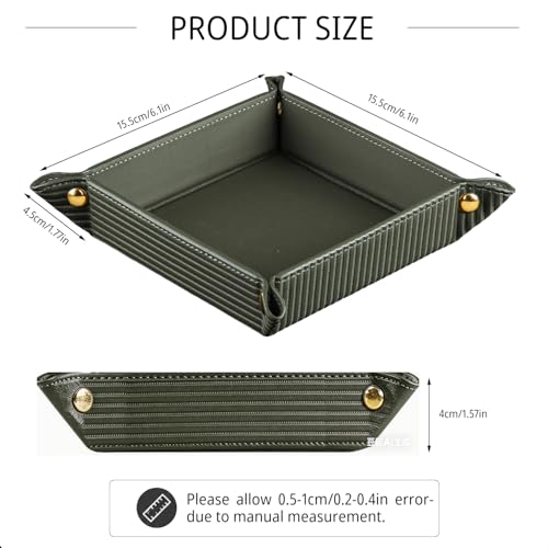 Image of YAPISHI Light Luxury Valet Tray for Men, PU Leather Vanity Jewelry Tray & Decorative Perfume Catchall, Folding Travel EDC Dump Tray, Nightstand Organizer Caddy for Keys, Watches, Coin Bowl Dish