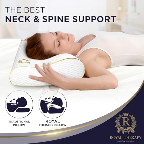 Image of King Memory Foam Pillows 2-Pack - Ergonomic Cervical Pillow for Neck and Shoulder Pain - Medium Firm Contour Pillow for Side, Back, and Stomach Sleepers - CertiPUR-US Certified