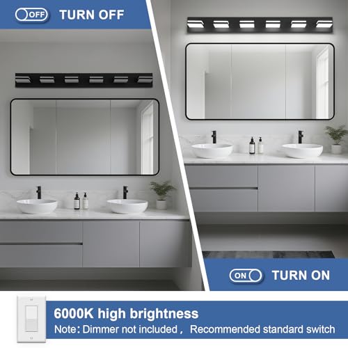 Image of Modern LED Black Acrylic Bathroom Lights Fixtures 6-Light