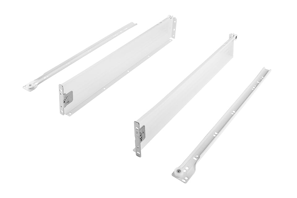 cyclingcolors 2x guías corredera de cajón con ruedas y laterales para riel muebles madera rodillos, altura 150mm, longitud 500mm, 25kg, blanco