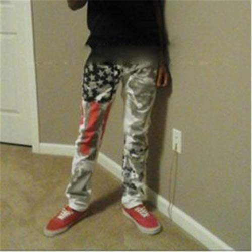 Andongnywell American Flag Print High Stretch Slim Fit Men's Jeans USA Printed Skinny Fit Denim Pants3