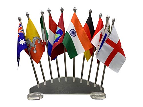 Image of The Flag Company International Desk Flag Set | 10 Country Flags (4 x 6 Inch) with Acrylic Base | Miniature World Table Flags for Offices, Schools, Conferences, Embassies & Cultural Events