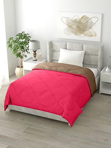 Image of Clasiko Reversible Single Bed Comforter; 60x90 Inches; 200GSM; Pink & Taupe