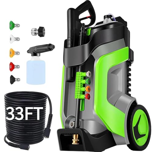 5000 PSI Electric Pressure Washer, 4.0 GPM Heavy Duty Power Washer with 33FT Pressure Hose, 5 Nozzles and Foam Cannon for Home/Cars/Driveways/Patios/Fences,Green