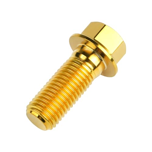 Image of Titanium Bolt M12 30 35 40 45 50 55 60 65 70 75 80 85 90mm Hex Small Flange Head for Motorcycle Car Modification Pack of 4 (M12x30mm Pitch 1.25, Gold)
