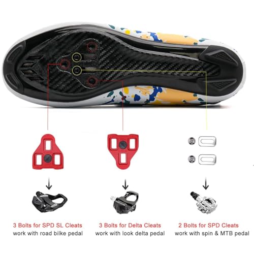 Image of Women & Men Cycling Shoes Compatible with Peloton Bike Indoor Road Riding Biking Bike Shoes with Delta Cleats Included