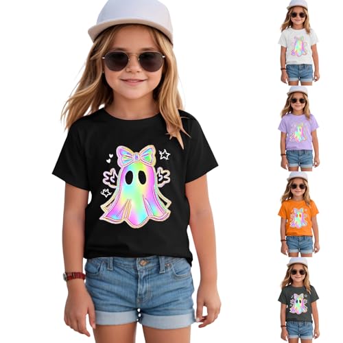 Girls Halloween Shirt Ghost Short Sleeve Tees - image 1