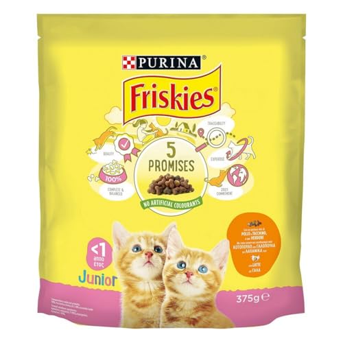 FRISKIES 375 Gr. Secco Junior Pollo-Latte-Verdure Cibo per gatti