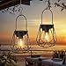 Ketom 2 Stück Solarlampen für Außen Hängend, IP65 Wasserdicht Metall Solarlaterne für Außen, LED Solar Laternen für Draußen für Garten, Patio, Weg, Camping, Rasen, Schwarz, Achteckig