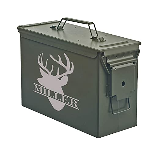Daylor Personalized Engraved Ammo Can Storage Box Custom Deer Head Hunting (30 Cal)