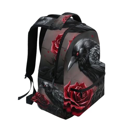 Gothic Crow Backpack Daypack Shoulder Bag Book Bag Lightweight Back Pack 12 ×16.9 Inch2