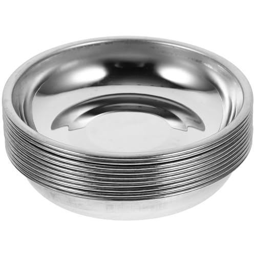 Cabilock 10Pcs Stainless Steel Mustard Plates Round Sauce Dishes for Appetizers Condiment Serving Bowls for Home Restaurant Use