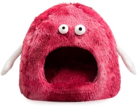 Hollypet Cat Beds for Indoor Cats, Cat Bed Cave, Cat House with Washable Cushion, Cat Bed Small for Kittens, Small Pets, Cat Tent Sleeping Bed, Cat Bed Warmer Pet Nest, Red Monster