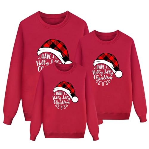 Generico Sudadera para familia navideña cuello redondo feo jersey navideño cómodo Parejas a juego Suéteres navideños para toda la familia Casual manga larga sudadera de Navidad reno suave Sweatshirt