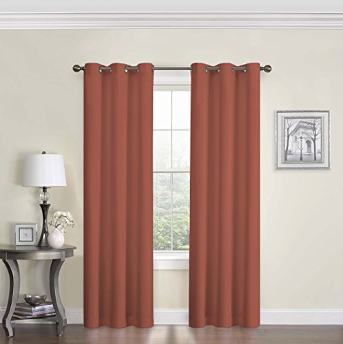 Image of ECLIPSE Microfiber Total Privacy Blackout Thermal Grommet Window Curtain for Bedroom (1 Panel), 42 inch x 63 inch, Brick