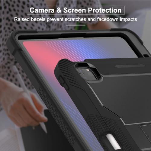 Coque iPad Pro 13 2024 rigide noire résistante aux chocs avec support