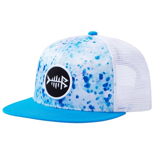 Image of BASSDASH Flat Brim Trucker Cap Adjustable Snapback Hat Mesh Back for Men Women