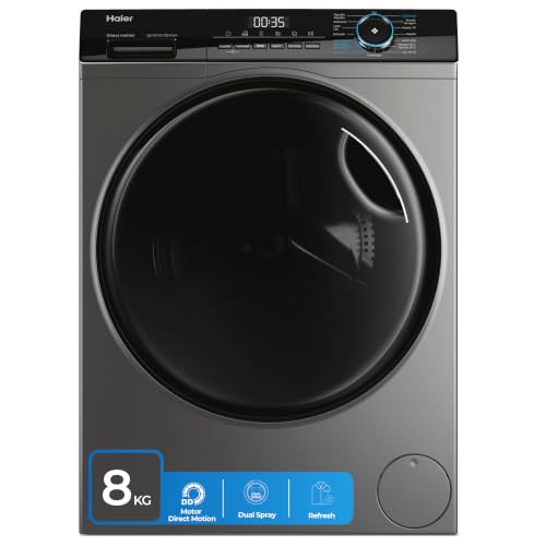 Haier I-Pro Series 3 HWD80B14939S8-IB - Lavadora Secadora, Capacidad 8KG + 5KG, Motor Direct Motion, ABT, Función Vapor, Fin Diferido, Display Digital, 60CM de Ancho, 1400 RPM, 15 Programas, Antracita