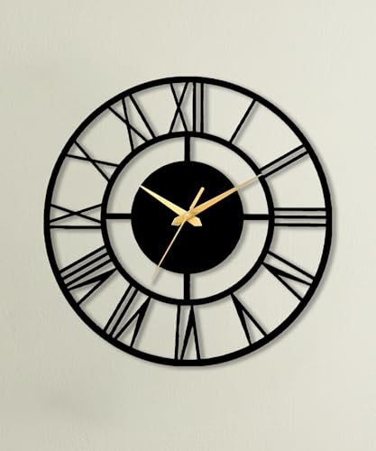 Auromin Modern Metal Wall Clock for Living Room | Antique Silent Wall Watch for Bedroom, Drawing Room, Office, Kitchen, House and Hall | Fancy Stylish Latest Large Wallclocks for Home Décor