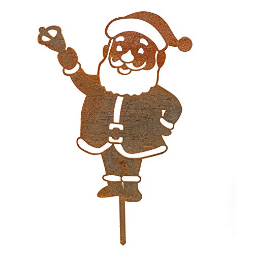 MM Steel Styles Edelrost Weihnachtsmann Gartenstecker-einfach einsteckbare Rostdeko aus hochwertigem Cortenstahl- Gartendeko/Weihnachtsdeko rost Cover