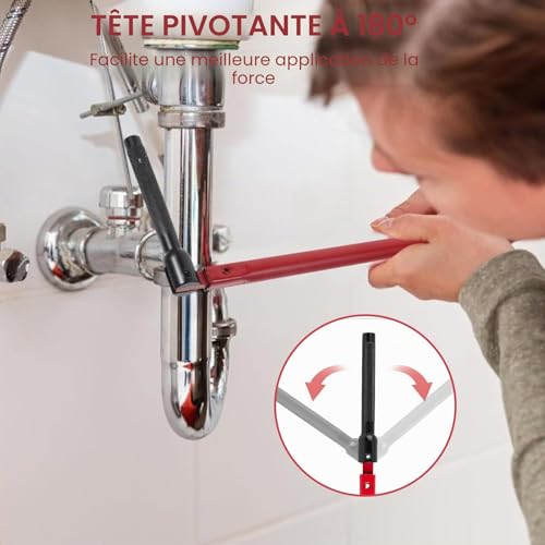 Luckwaii Clé Robinet Cle Lavabo Speciale Mitigeur, Outil pour L'installation de Robinets 8-12 mm, Faucet Wrench Plomberie Outillage pour Installations de Plomberie de Robinet D'évier (Rouge) – vue 3