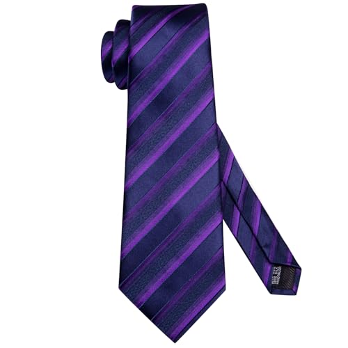 Image of Hi-Tie Silk Ties for Men Plaid Paisley Striped Necktie Pocket Square Cufflinks Set Formal Business