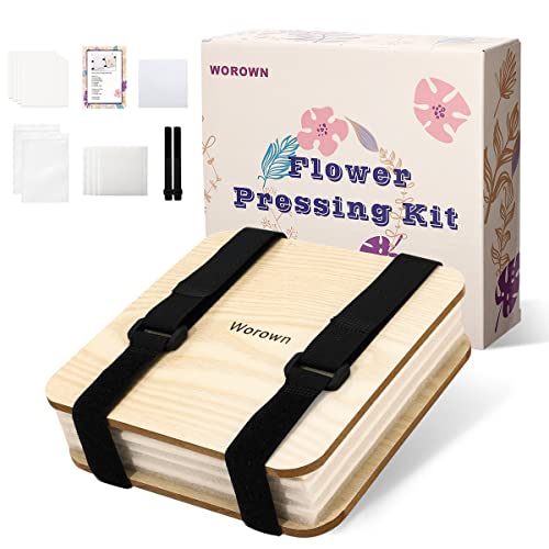 Worown (15 cm x 15 cm Kit de prensado de flores en miniatura, prensa de hojas, juego de prensado de 4 capas que incluye instrucciones para adultos para hacer muestras